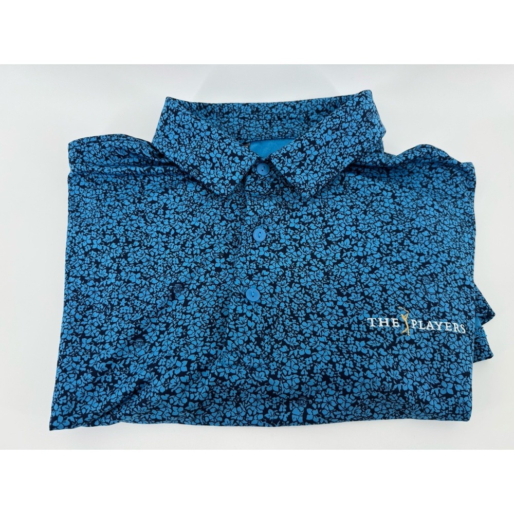The Players UNDER ARMOUR Golf Polo Shirt TPC Sawgrass Floral Blue Men's XL - Picture 9 of 9